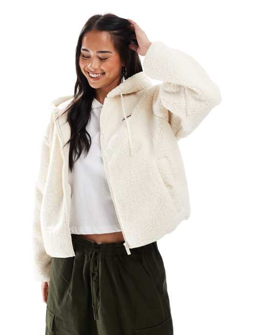 Hunter Bonelle borg jacket with hood in cream