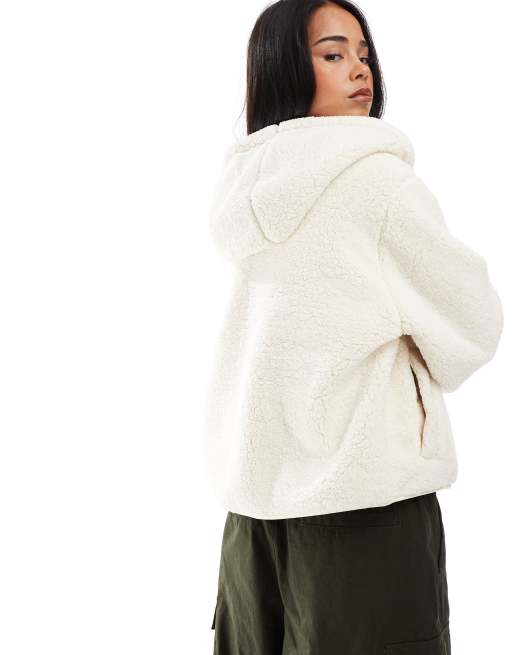 Hunter Bonelle borg jacket with hood in cream