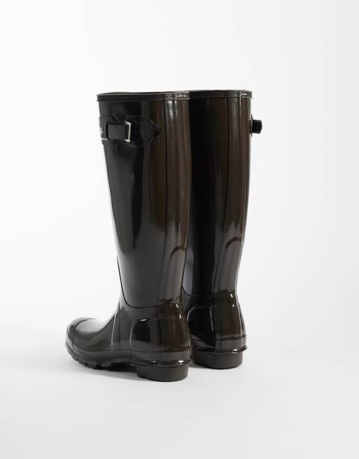 Hunter - botas de agua altas Original con acabado brillante en marrón chocolate, 4 de 4