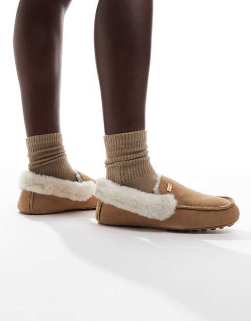 Hunter – Bruna tofflor i mockasinstil med sherpafleece, 4 av 4