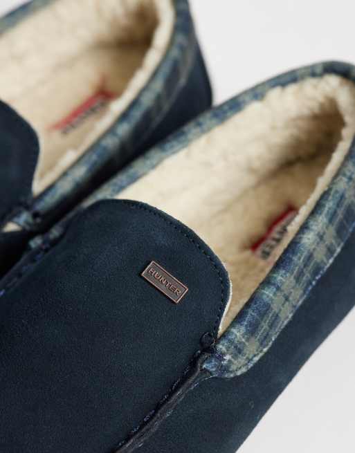 Hunter chaussons mocassins à carreaux tartan bleu marine, 2 de 4