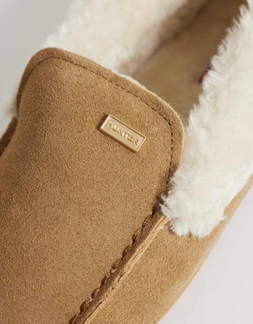 Hunter chaussons mocassins en sherpa taupe, 3 de 4