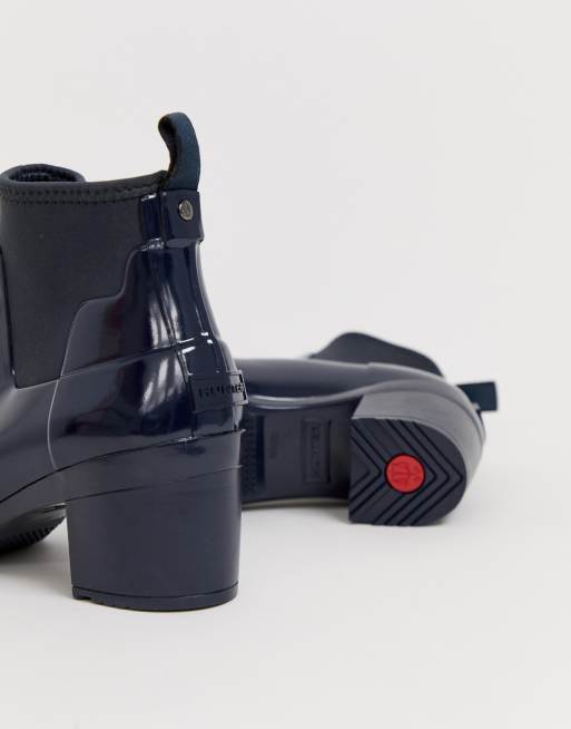 Hunter refined mid deals heel gloss rain boots