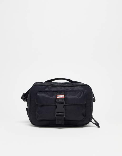 Hunter – Czarny nylonowa torebka crossbody z różnymi zapięciami