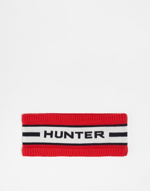 Hunter – Czerwona dzianinowa opaska narciarska na głowę z logo