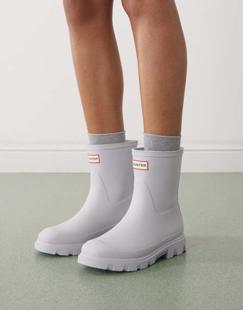 Hunter Downpour short gumboots in light blue - view 1