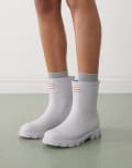[Hunter] Hunter Downpour short gumboots in light blue-Grey 37 GREY