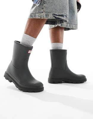 Hunter Hunter Downpour short wellington boots in dark olive size 12