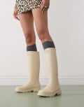 [Hunter] Hunter Downpour tall gumboots in beige-Grey 38 GREY