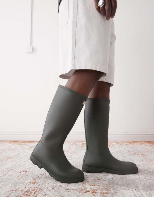 Hunter Downpour tall gumboots in dark olive ASOS