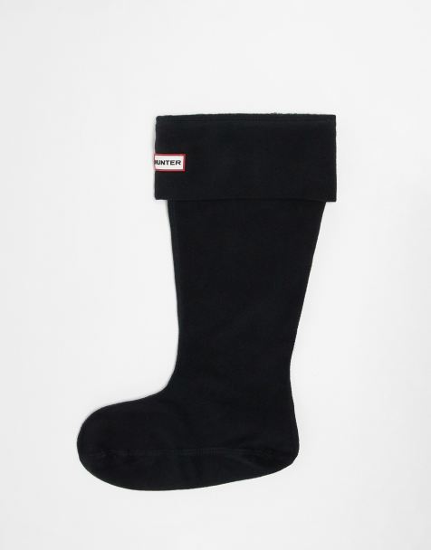 Hunter – Długie polarowe skarpetki unisex do butów w czarnym kolorze - view 1