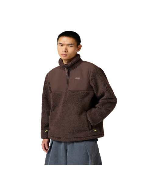 Hunter Elements 1/4 zip borg fleece in chocolate - view 1