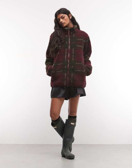 Hunter Elements tartan borg fleecejakke i thistle, 3 af 4