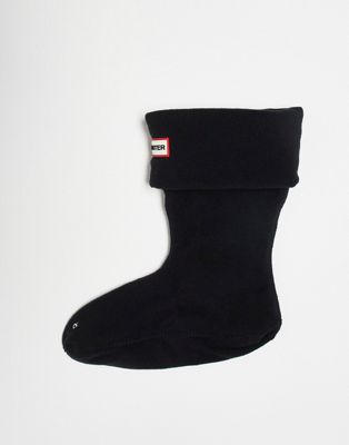 Hunter fleece short boot socks in black
