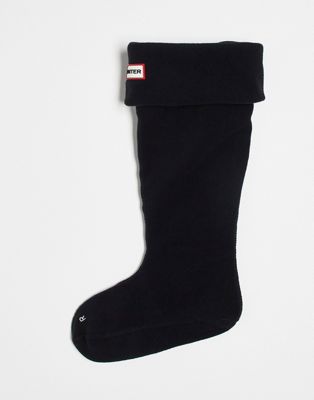 Hunter fleece tall boot socks in black