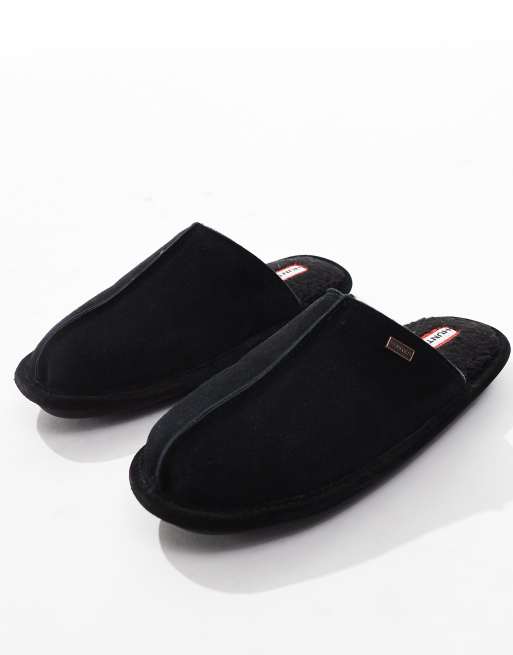 Hunter – Gefütterte Mules-Hausschuhe in Schwarz, 4 von 4
