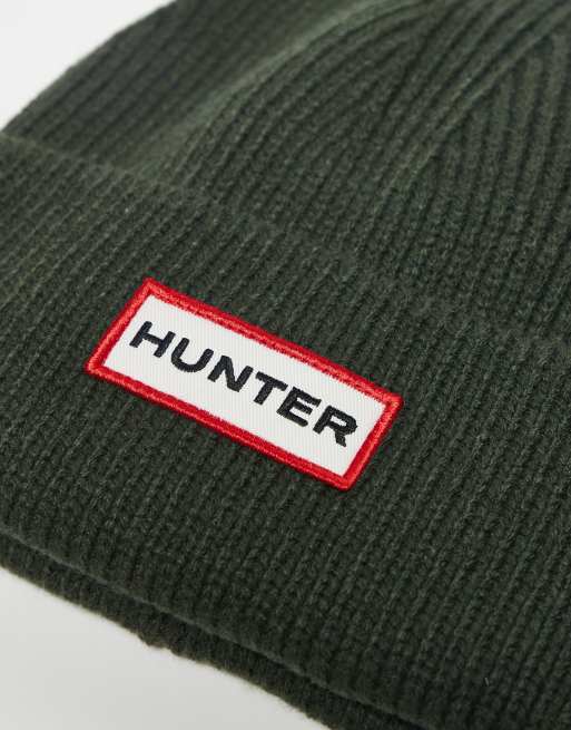 Hunter – Gerippte Unisex-Strickmütze in Dunkelgrün, 2 von 3