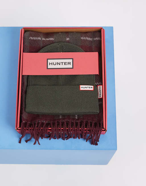 Hunter Geschenkset aus Beanie und Tartan-Schal in Grün, 2 von 3