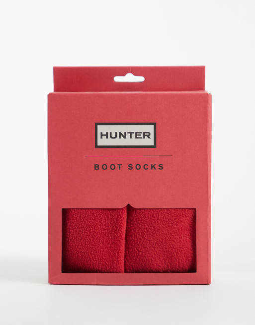 Hunter hohe Fleece-Stiefelsocken in Militärrot, 3 von 3