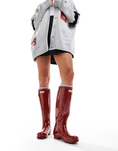 Hunter – Hohe Gummistiefel in glänzendem Rot - view 1