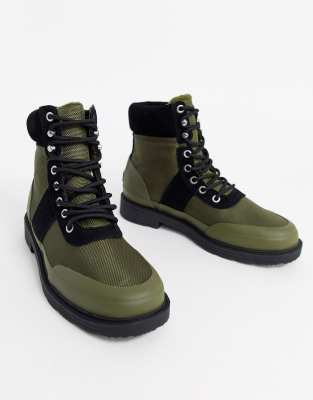 hunter insulated black leather hiker boots
