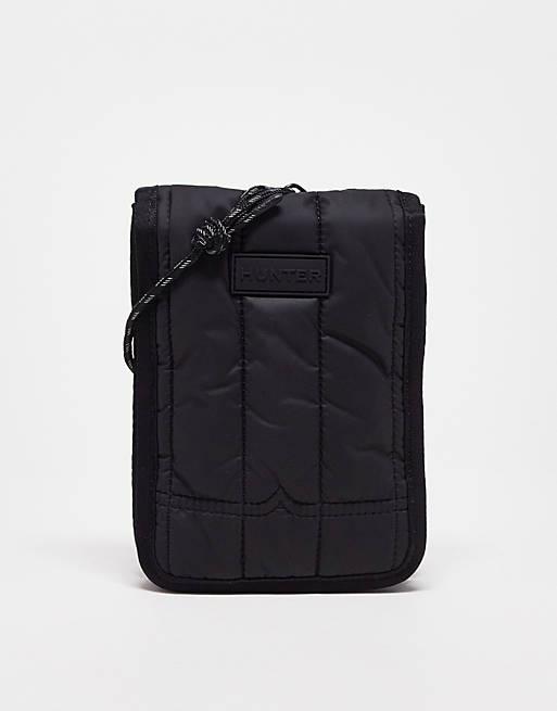 Hunter Intrepid puffer essential phone pouch in black | ASOS