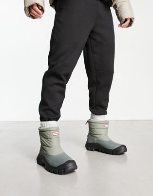 Hunter Intrepid short snow boots in quilted grey