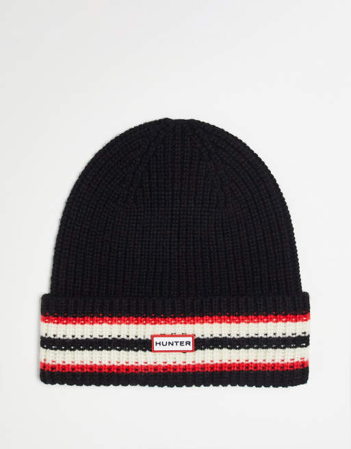 black beanie red stripe