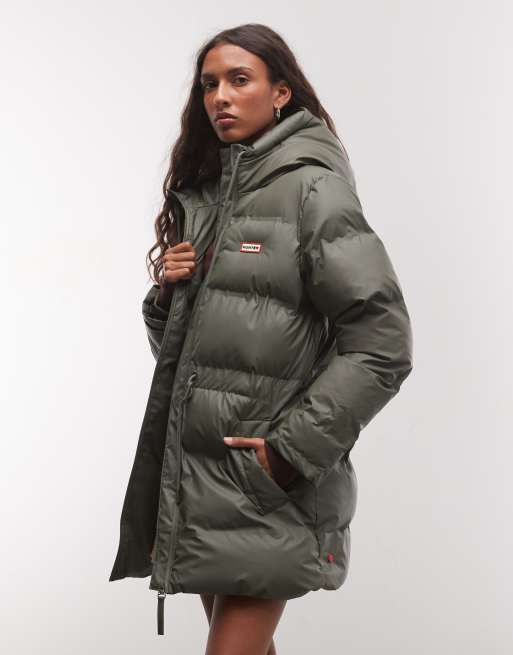 Hunter Lehmi Sonic gelaste pufferjas in olijfgroen, 2 van 4