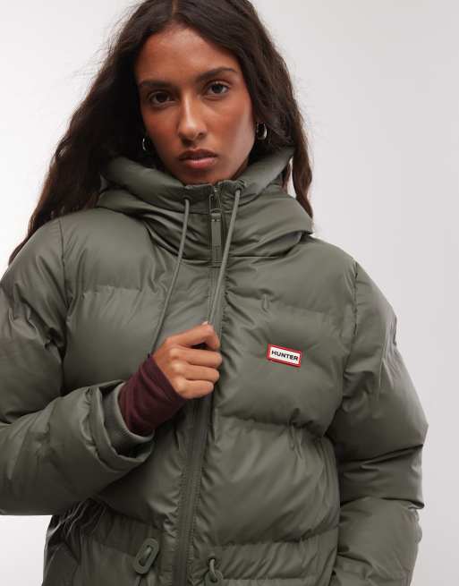 Hunter Lehmi Sonic welded puffer jacket in olive, 4 of 4