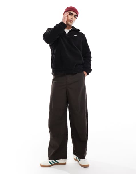 Hunter - Leigh - Sherpa fleece trui met 1/2 rits in zwart - view 1