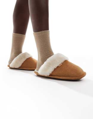 Hunter Hunter lined mule slippers in tan-Neutral