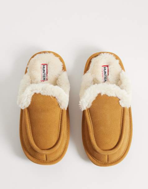 Hunter loafer mule slippers in natural - view 1