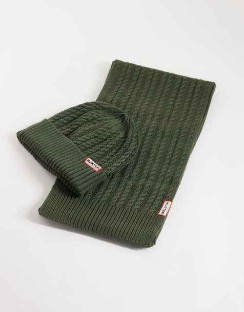 Hunter mini bonnet à torsades et écharpe coffret cadeau en vert - view 1