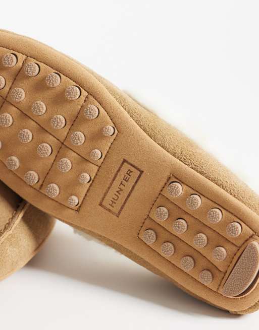 Hunter mocassinpantoffels van sherpa in taupe, 4 van 4