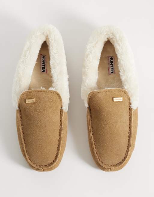 Hunter Mokassin-Hausschuhe aus Sherpa in Taupe, 2 von 4