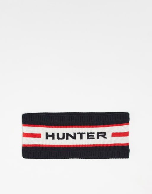 Hunter – Narciarska dzianinowa opaska na głowę unisex w czarnym kolorze z logo