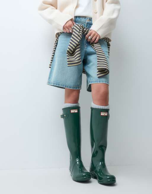 Hunter Original Anniversary tall gloss wellington boots in Hunter Green, 2 of 4