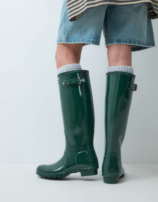 Hunter Original Anniversary tall gloss wellington boots in Hunter Green, 3 of 4