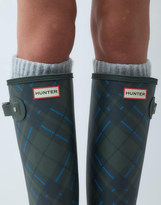Hunter Original - botas de agua altas con estampado tartán en verde oliva oscuro, exclusivas de ASOS, 4 de 4