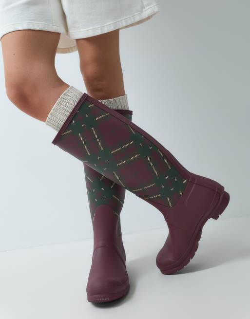 Hunter Original bottes de pluie hautes à imprimé écossais en port royale - exclusivité ASOS, 3 de 4