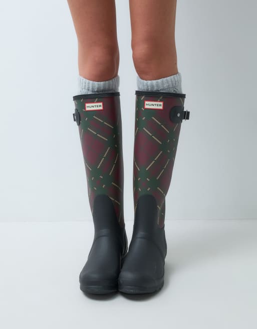 Hunter Original bottes de pluie hautes à imprimé écossais noires - exclusivité ASOS, 3 de 4
