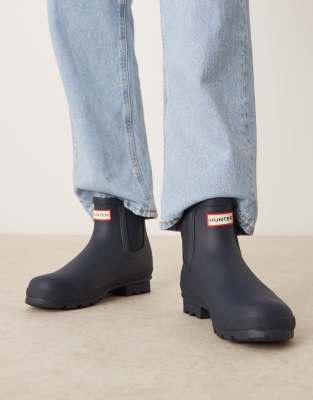 Hunter original chelsea boot in navy-Green φωτογραφία