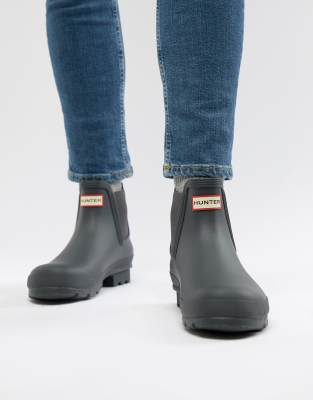 Hunter original chelsea boots in grey 