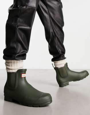 Hunter original chelsea boots in olive