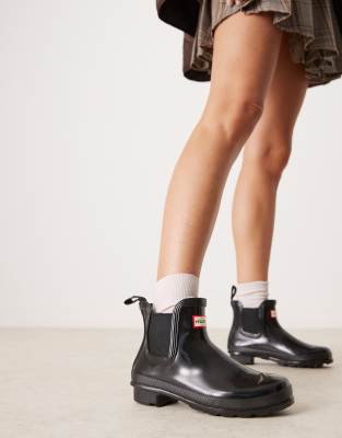 Hunter Original chelsea gumboots in black gloss