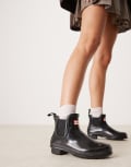 [Hunter] Hunter Original chelsea gumboots in black gloss 37 BLACK