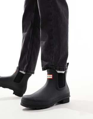 Hunter original chelsea gumboots in matte black