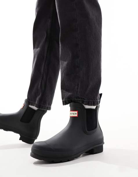 Hunter original chelsea wellington boots in matte black - view 1