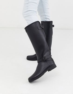 Hunter - Original - Hoge Wellington-laarzen met enkelbandje in zwart